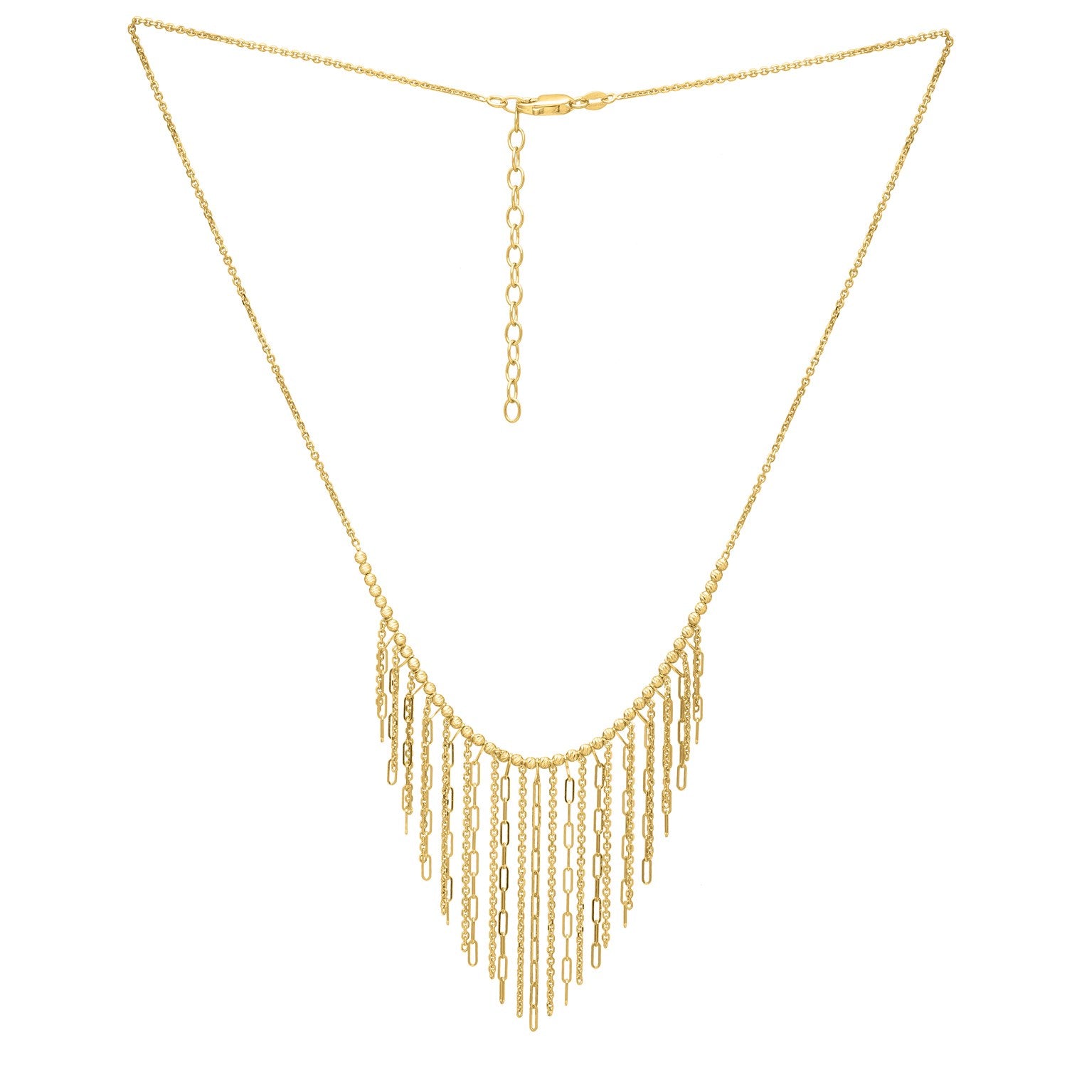 Graduated Fringe Necklace in 14K Yellow Gold - Lindove
