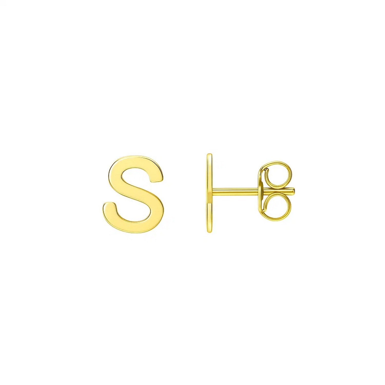 14K Yellow Gold Yours Truly Initial S Stud Earrings