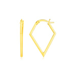 14K Yellow Gold Diamond Motif Hoop Earrings - Lindove