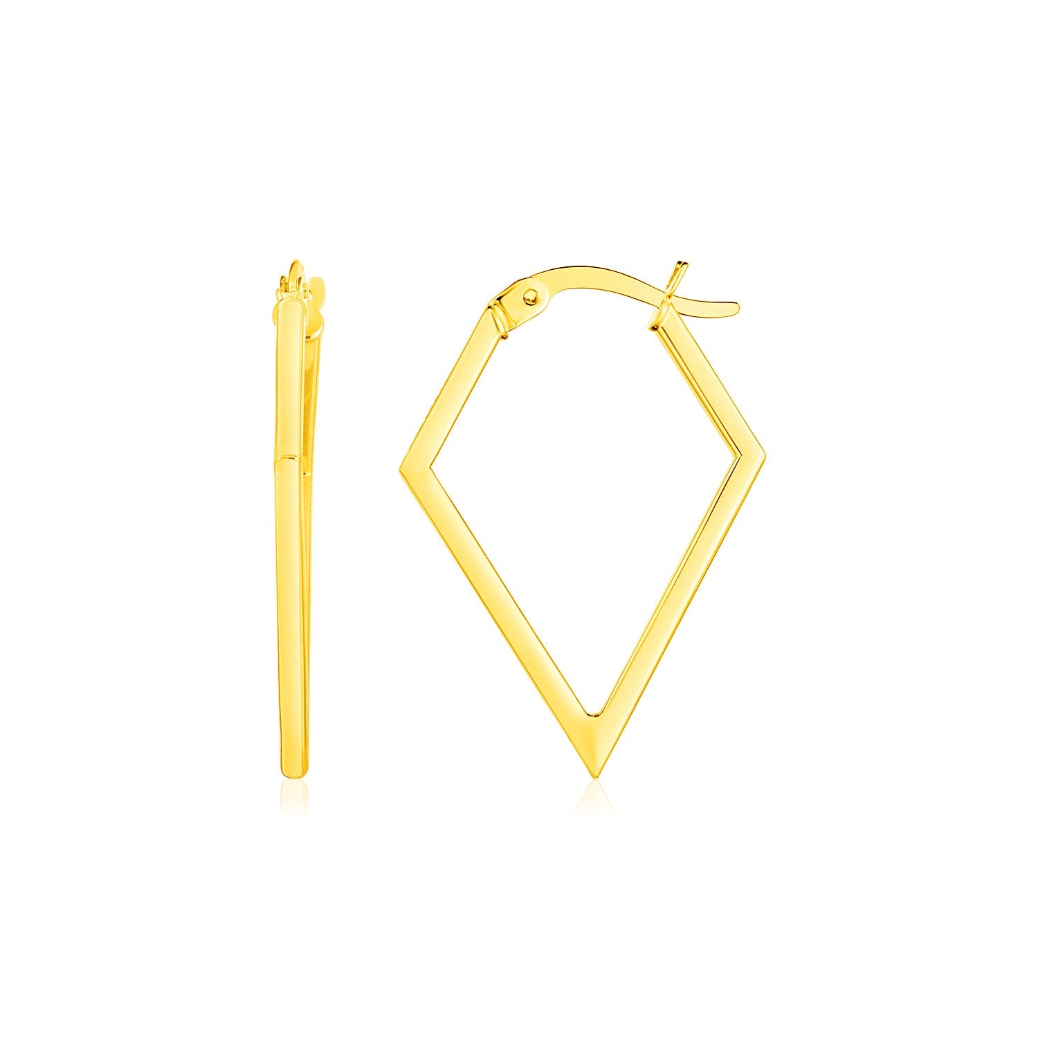 14K Yellow Gold Diamond Motif Hoop Earrings - Lindove