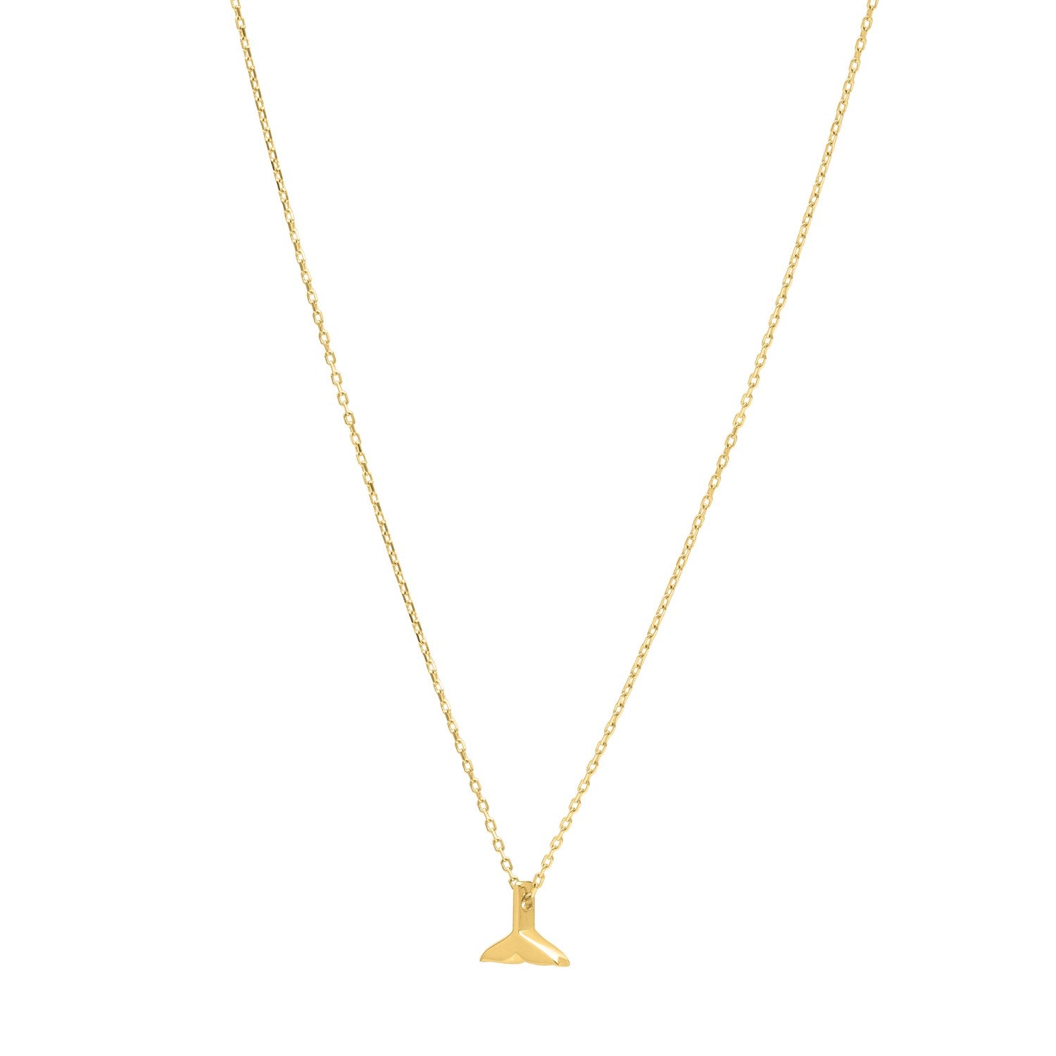 Whale Tail Necklace in 14K Yellow Gold