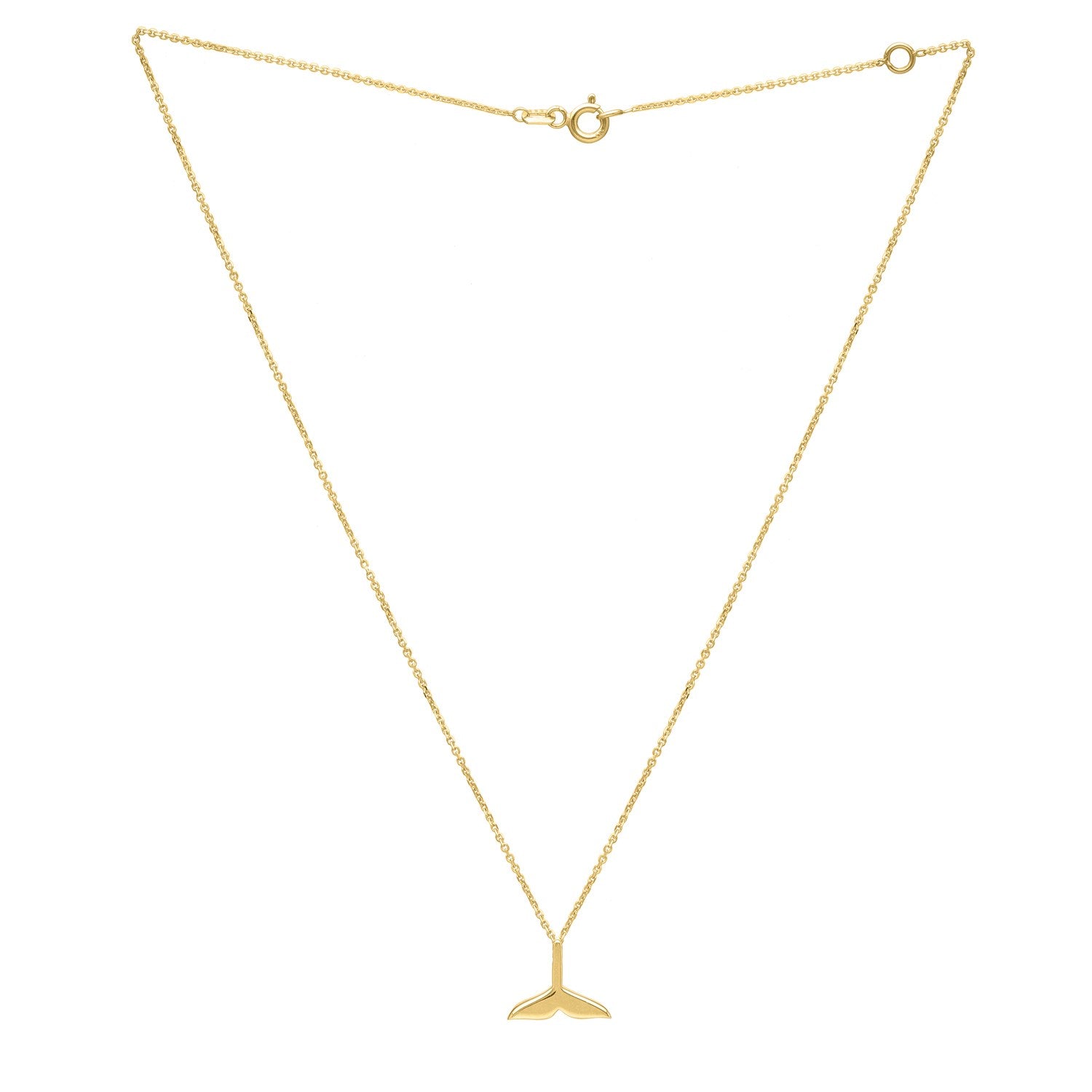 Whale Tail Necklace in 14K Yellow Gold