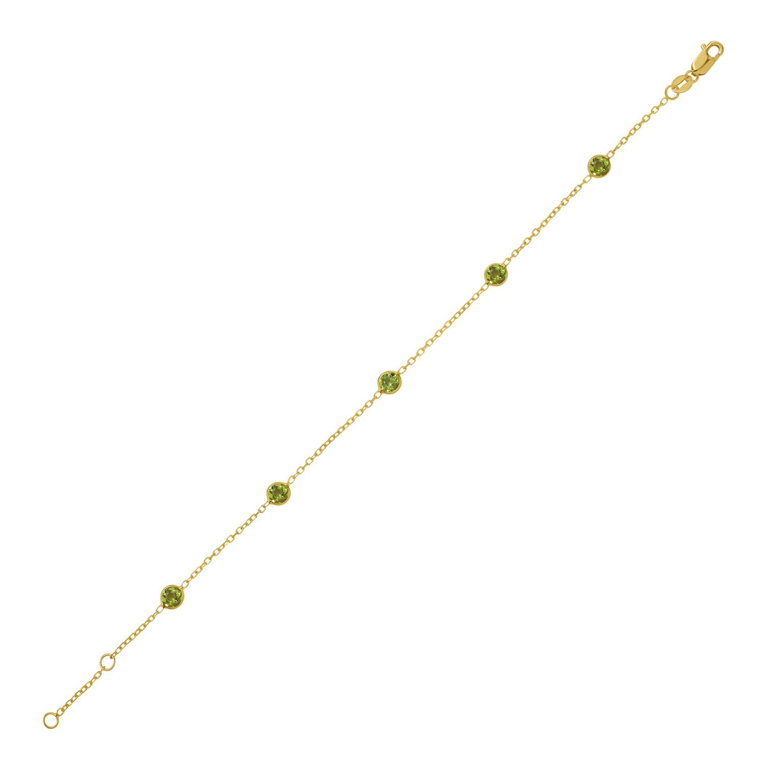 14K Yellow Gold Peridot Station Bracelet