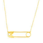 14k Yellow Gold Safety Pin Necklace - Lindove