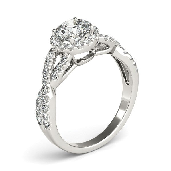 14k White Gold Entwined Split Shank Diamond Engagement Ring (1 1/2 cttw)