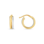 14k Two Tone Gold Double Round Hoops - Lindove