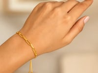 14K Yellow Gold Adjustable Bracelet with Paperclip Chain (1.00 mm)