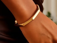 14k Yellow Gold High Polish Geometric Bangle (6.10 mm)