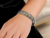 18k Yellow Gold and Sterling Silver Cuff with Dragonfly and Flourishes(12.70 mm)